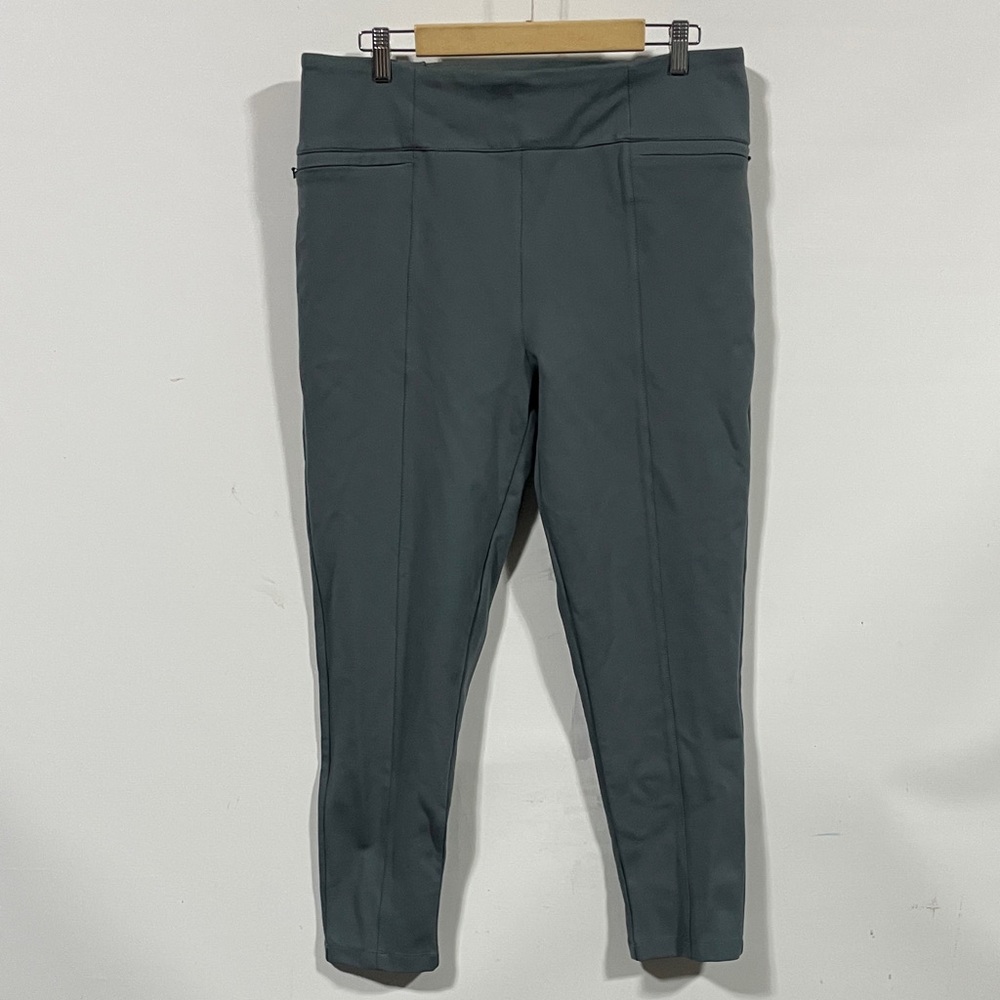 Betabrand Dark Teal High-Rise Seam-Front Leggings